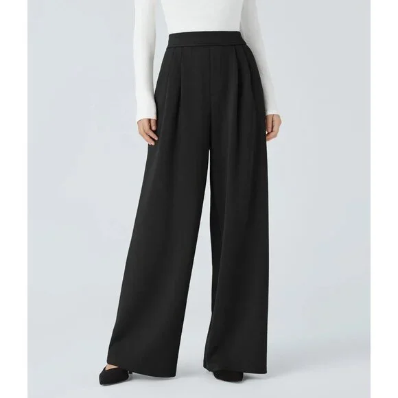Halara WomensHigh Waist Black Wide-Leg Pants XL Tall - Picture 1 of 10